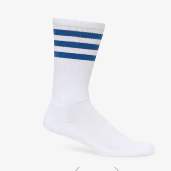 Los Angeles Apparel Accessories - Los Angeles Apparel,White and Blue Striped calf Socks
